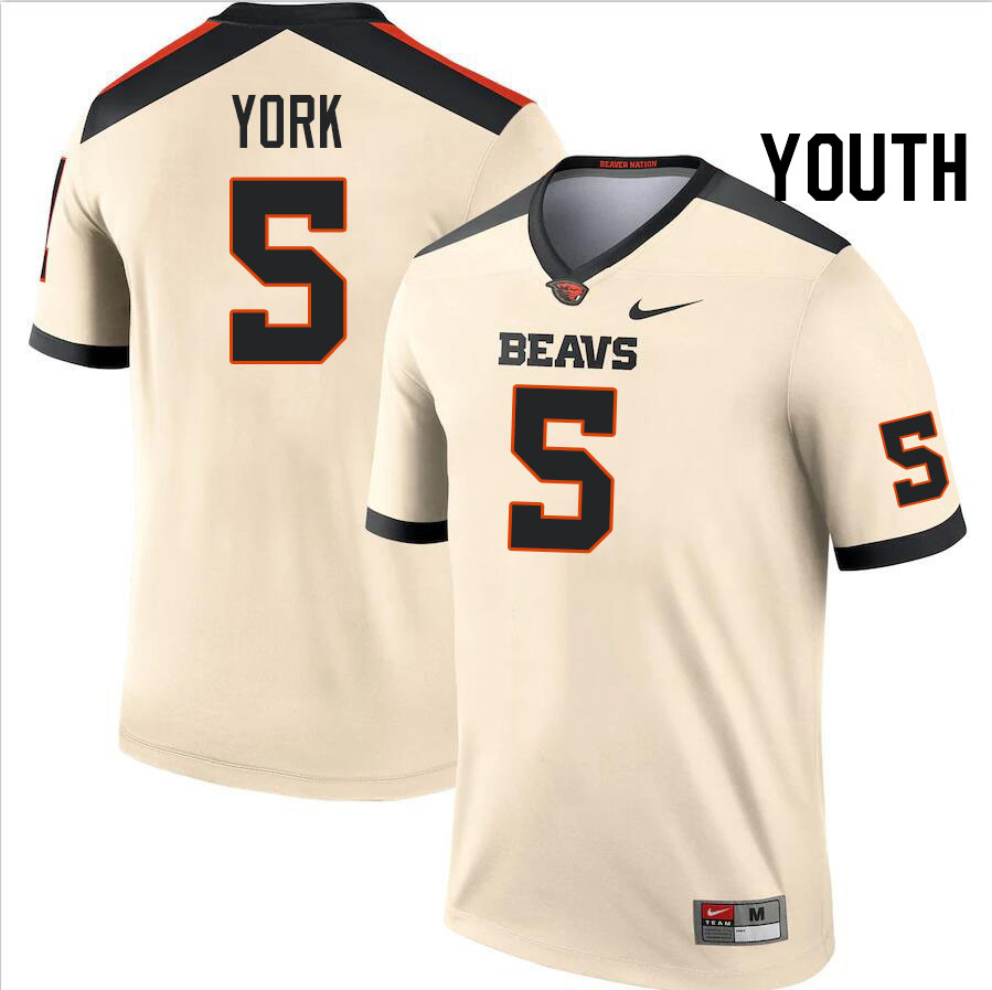 Youth #5 Amarion York Oregon State Beavers College Football Jerseys Stitched-Cream